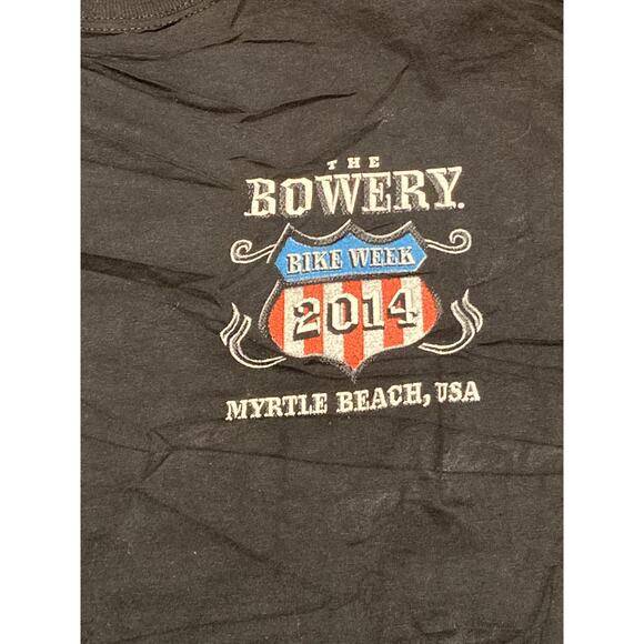 Bowery Bike Week 2014 Myrtle Beach SC Graphic Tee T-Shirt Sz L Black Motorcycle - Picture 2 of 6